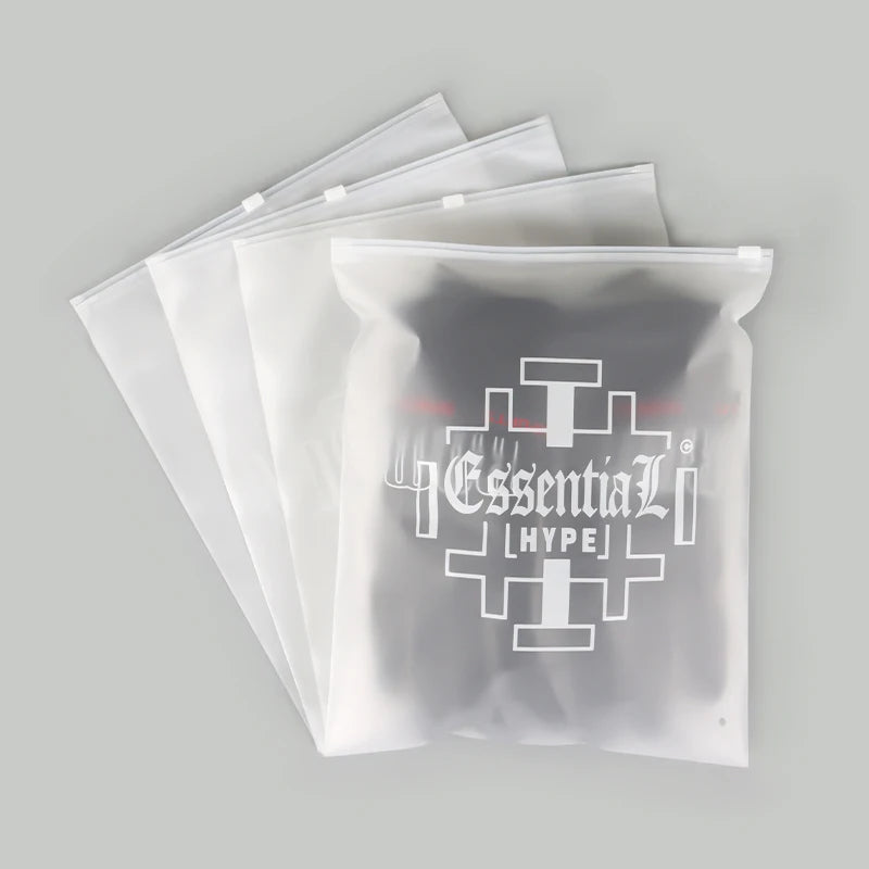 Custom Plastic T-Shirt Bags | Frosted Zip Lock | MOQ 100