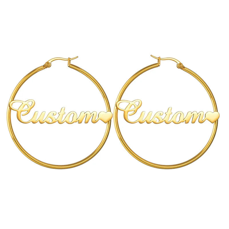 Custom Name Hoop Earrings with Logo | Wholesale Stainless Steel