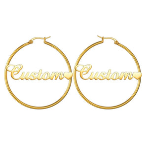 Custom Name Hoop Earrings with Logo | Wholesale Stainless Steel
