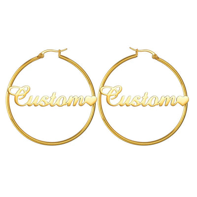 Custom Name Hoop Earrings with Logo | Wholesale Stainless Steel