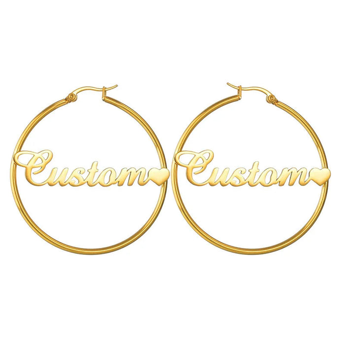 Custom Name Hoop Earrings with Logo | Wholesale Stainless Steel