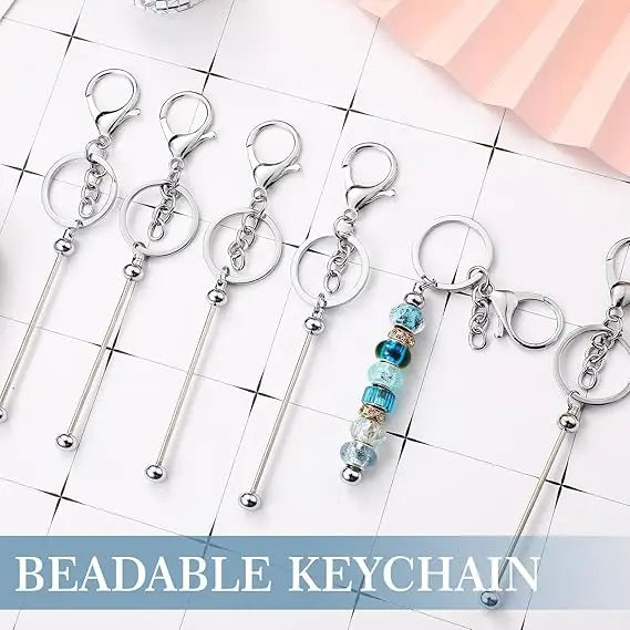 Custom DIY Beadable Keychain Kit | Metal Bars & Silicone Beads | MOQ 10