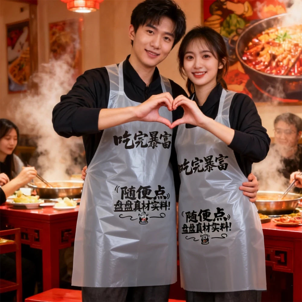 Custom Non-Woven Disposable Aprons with CMYK Logo Printing | 1,000 MOQ for Food Service Branding