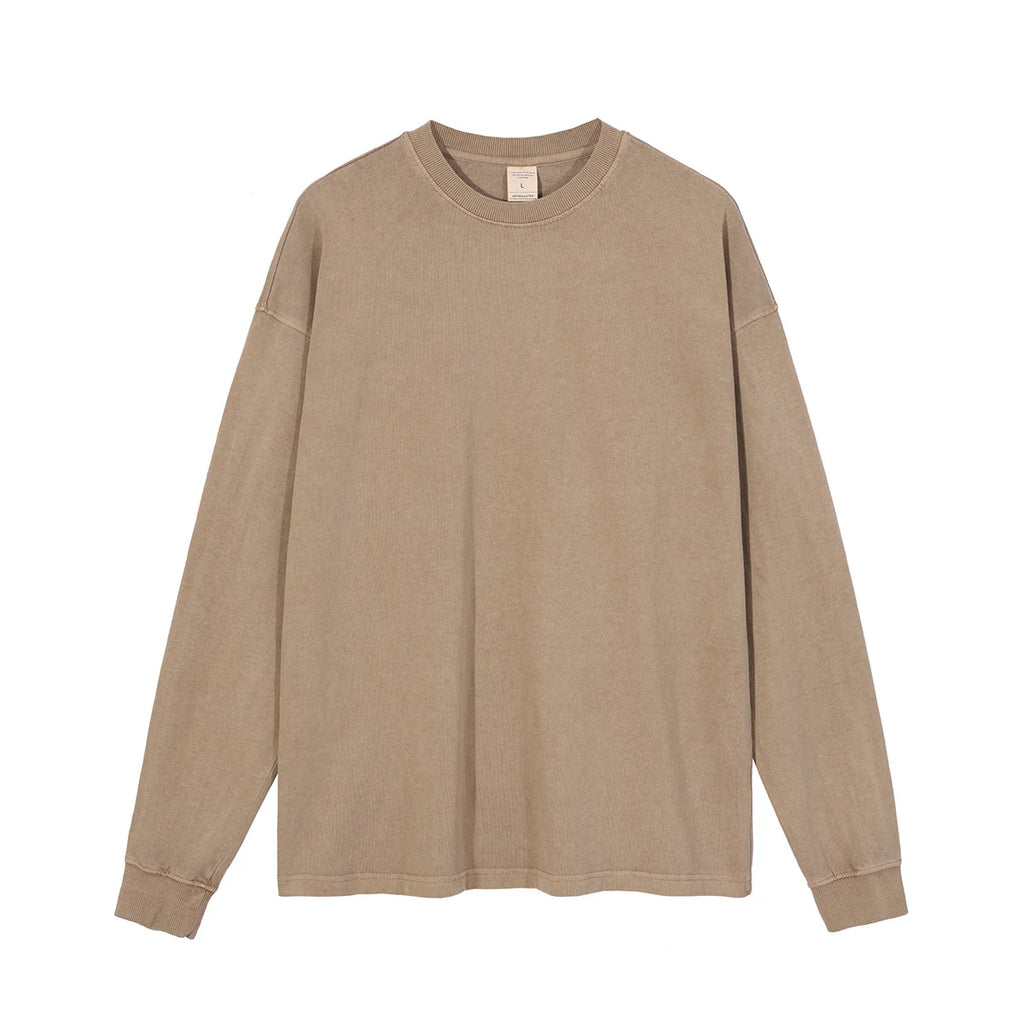 Oversized 310g Acid Washed Cotton Long Sleeve T-Shirt | Custom Printing | Vintage