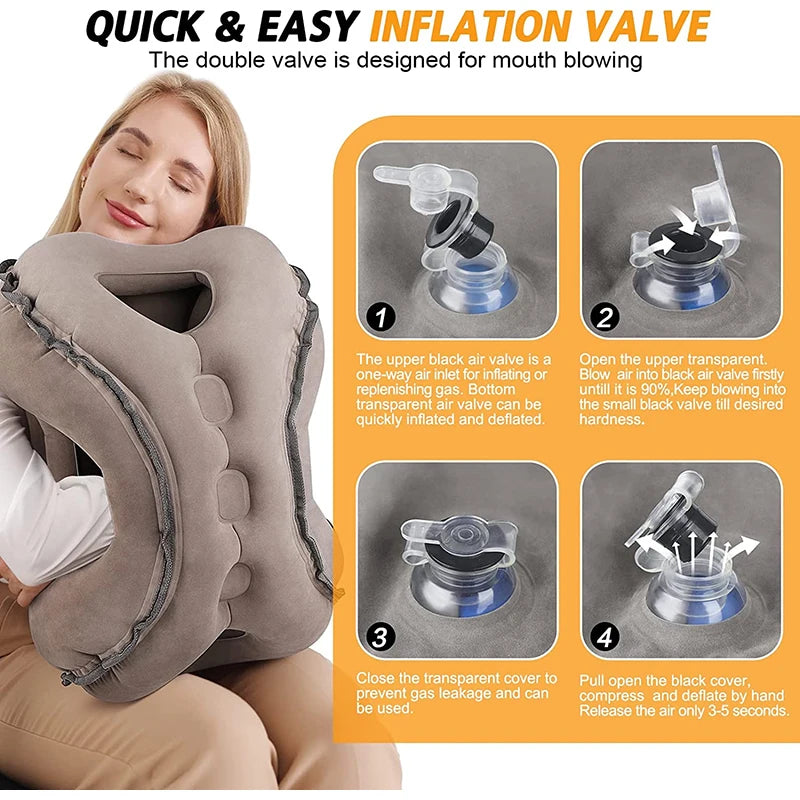 Custom Logo Inflatable Neck Travel Pillow for Airplane Sleeping