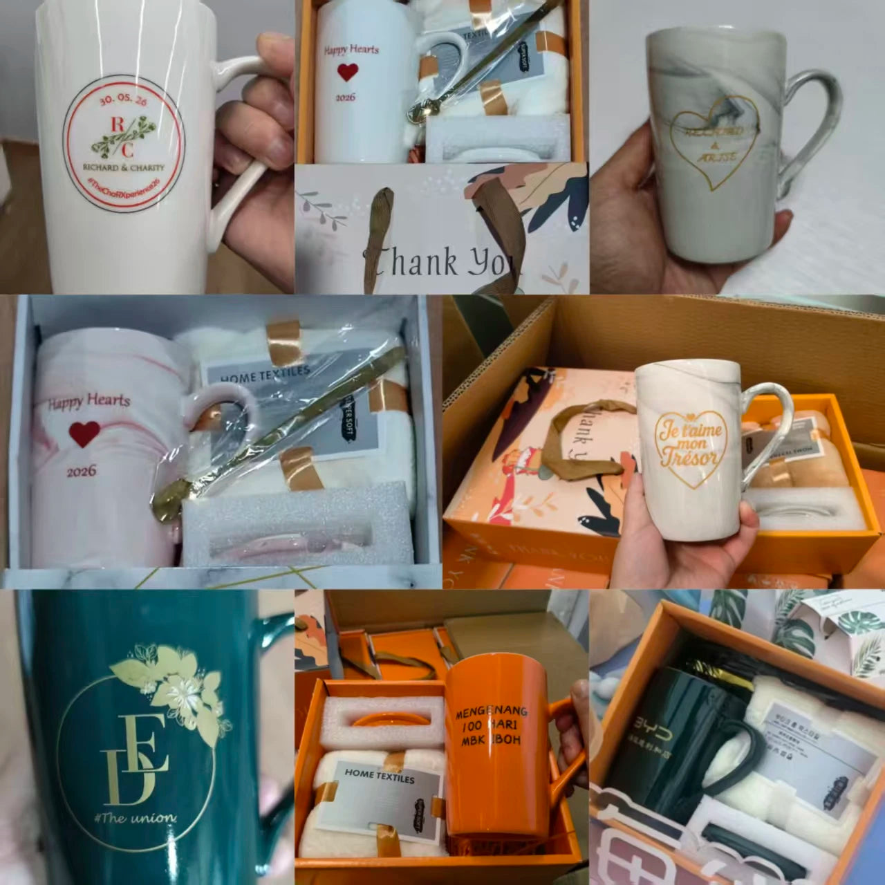 Custom Ceramic Mug Gift Set Wholesale | Towel Spoon Lid Box 50 MOQ