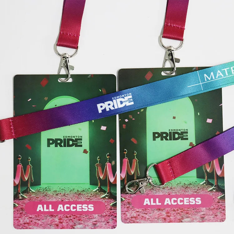 Custom Lanyard & Hard Plastic ID Card Set: PMS Color, Breakaway Clip, Thermal Transfer for Events
