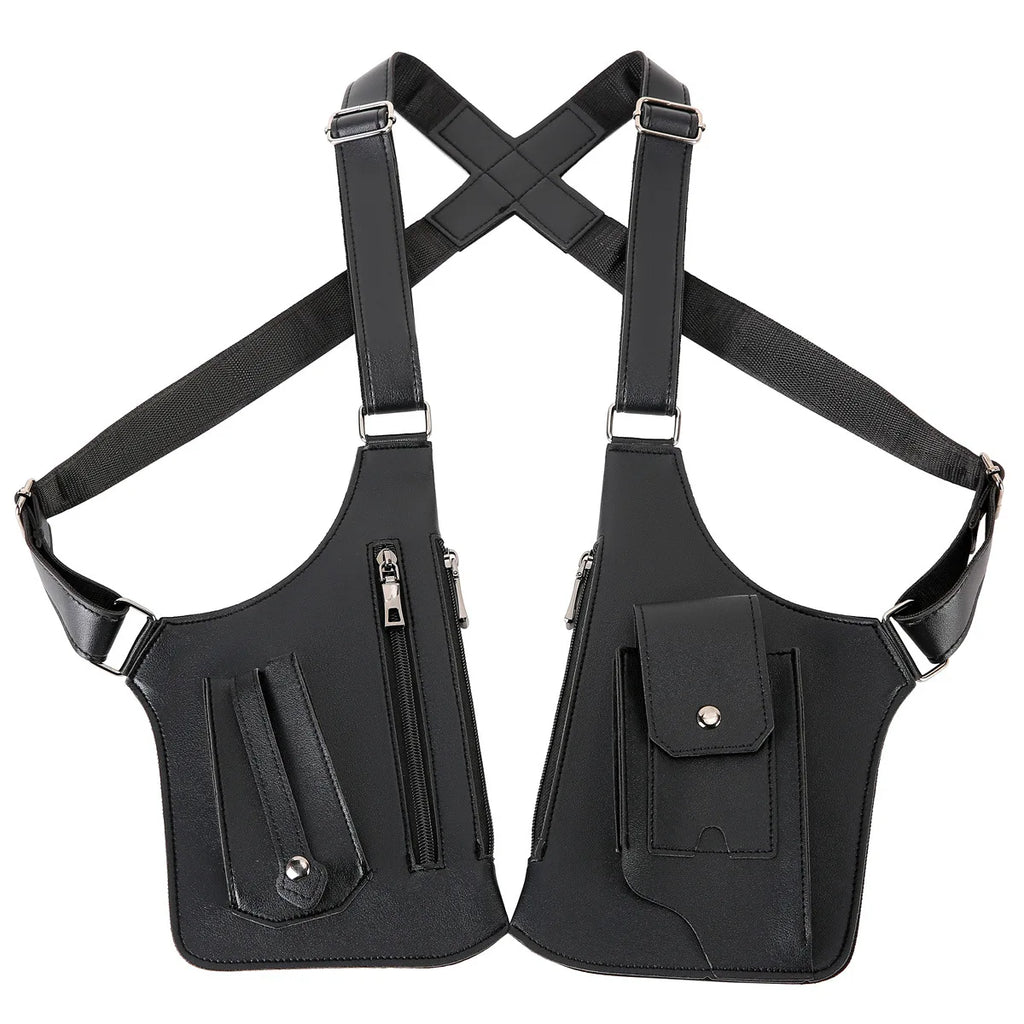 Vintage PU Chest Sling Bag | Embossed Logo Anti-Theft