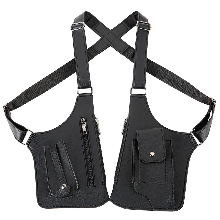 Vintage PU Chest Sling Bag | Embossed Logo Anti-Theft