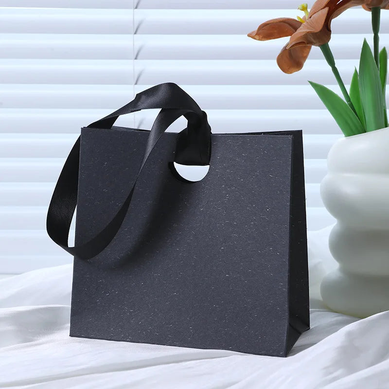 Custom Ribbon Handle Paper Gift Bags | Jewelry Packaging MOQ 100