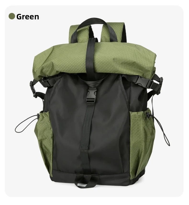 Modern Foldable Roll-Top Nylon Backpack | Unisex School & Travel