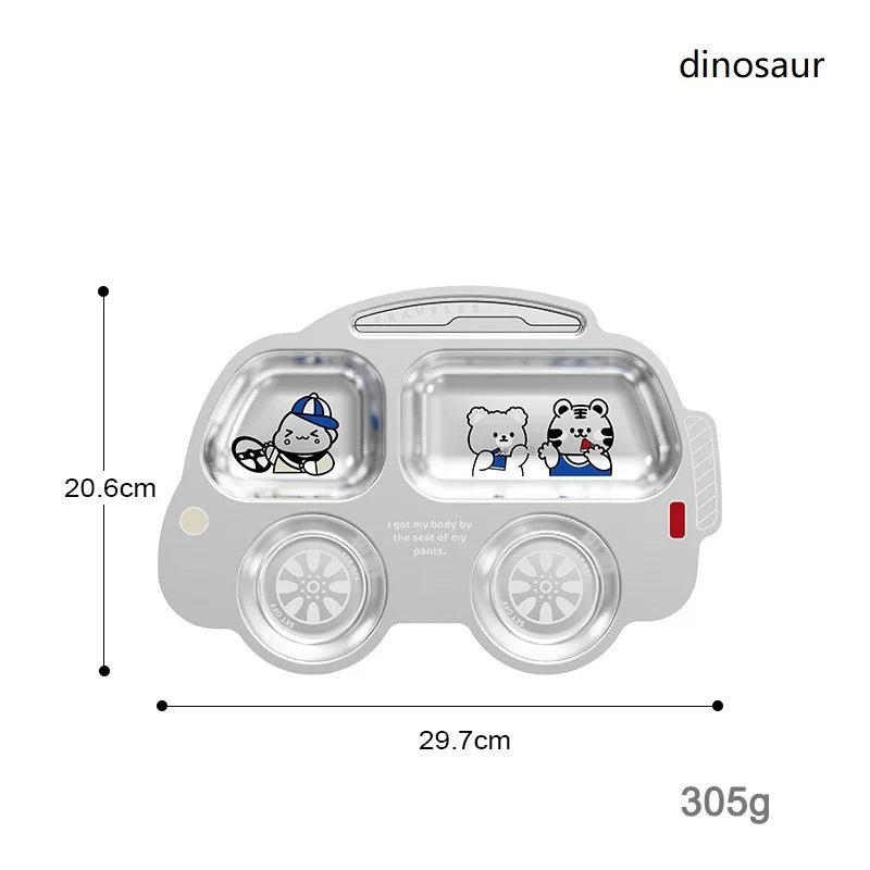 304 Stainless Steel Kids Divided Plate | 20x15cm | Dishwasher Safe | Custom