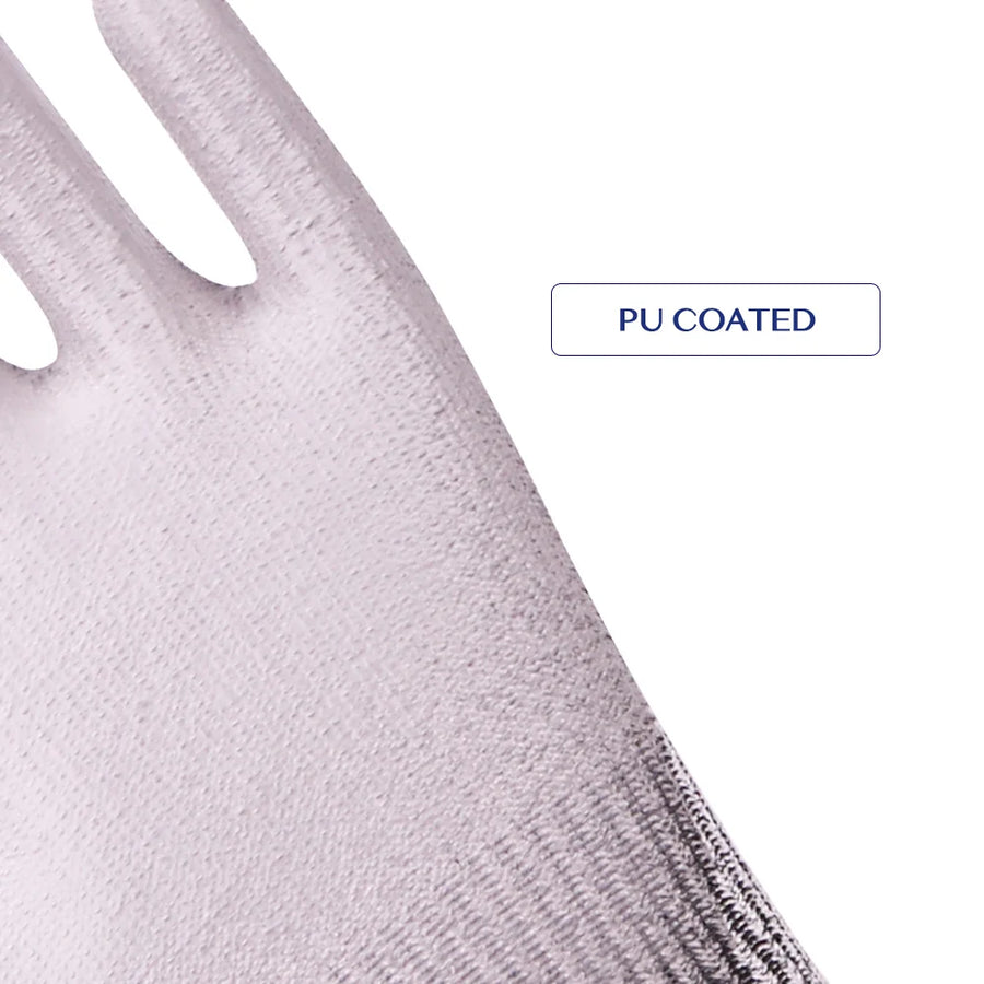 EN388 Cut Level 5 HPPE Anti-Cut Work Gloves – PU Coated Safety Gloves with Custom Logo