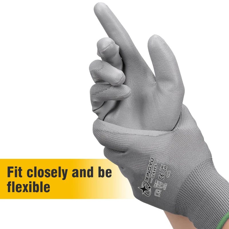 13G PU Polyester Work Gloves for Industrial Safety & Daily Tasks