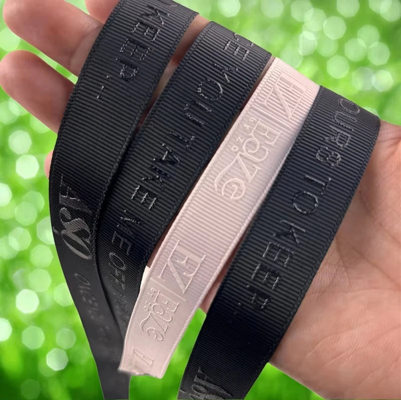 Custom 3D Embossed Recycled Polyester Ribbon | OEKO-TEX, GRS, 100 MOQ, 196 Colors
