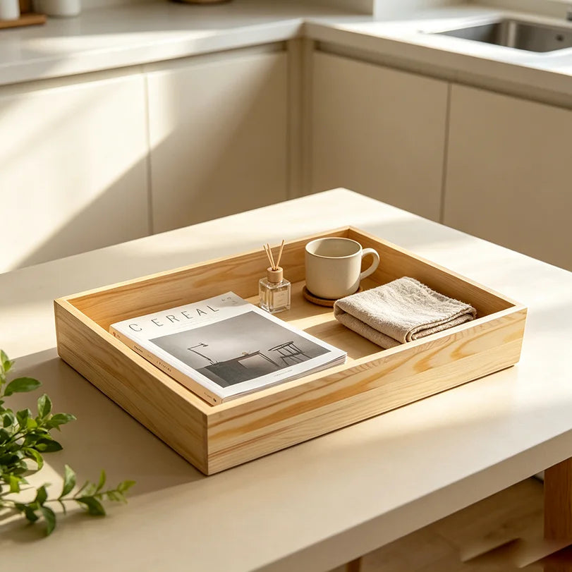 Rectangle Pine Wood Serving Tray | Custom Logo Decor MOQ 1