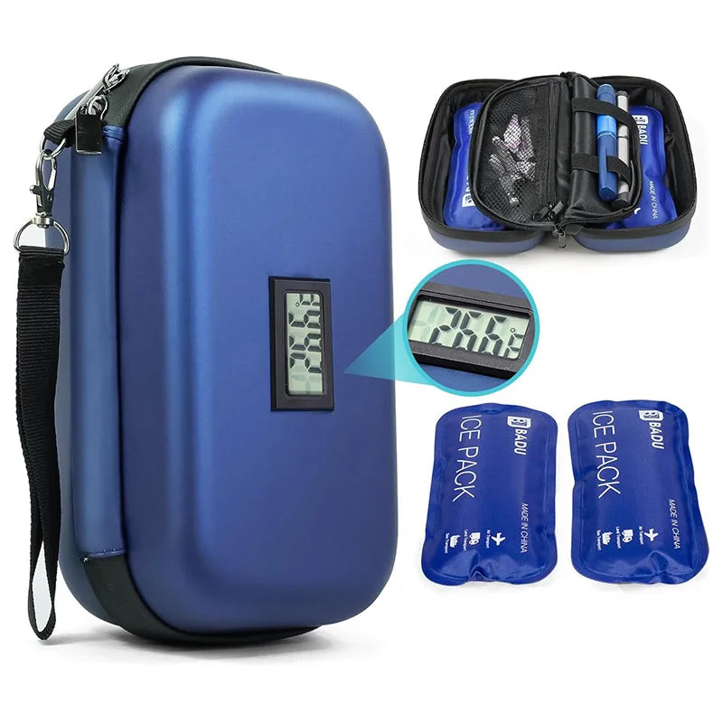 Insulin Storage Bag 1.6L | Thermometer Display | Leather Medicine Cooler