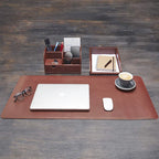 Custom Leather Desk Organizer | Embossed Logo | 100pc MOQ | Premium