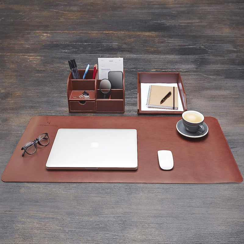 Custom Leather Desk Organizer | Embossed Logo | 100pc MOQ | Premium