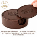 Custom Debossed Coaster Set with Holder | 6-Piece | Logo MOQ 500