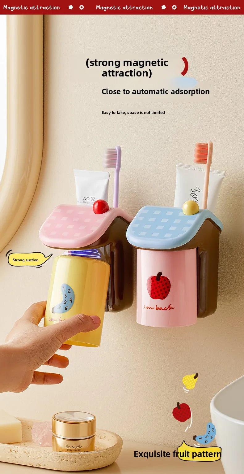 Magnetic Toothbrush Holder | No-Drill Wall Mount | ABS PP Plastic
