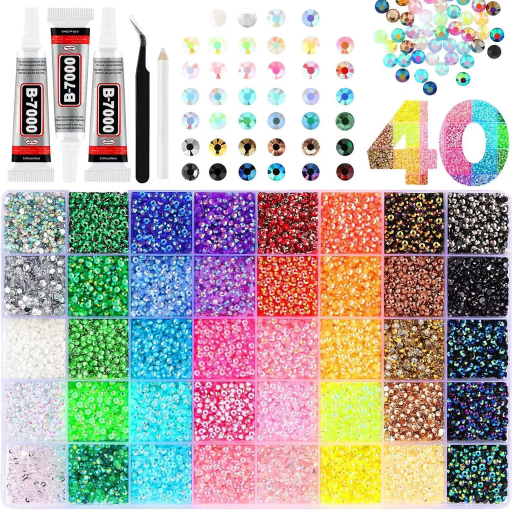 40 Color Resin Rhinestone Set 3mm | 14 Facets | DIY Nail Art Craft