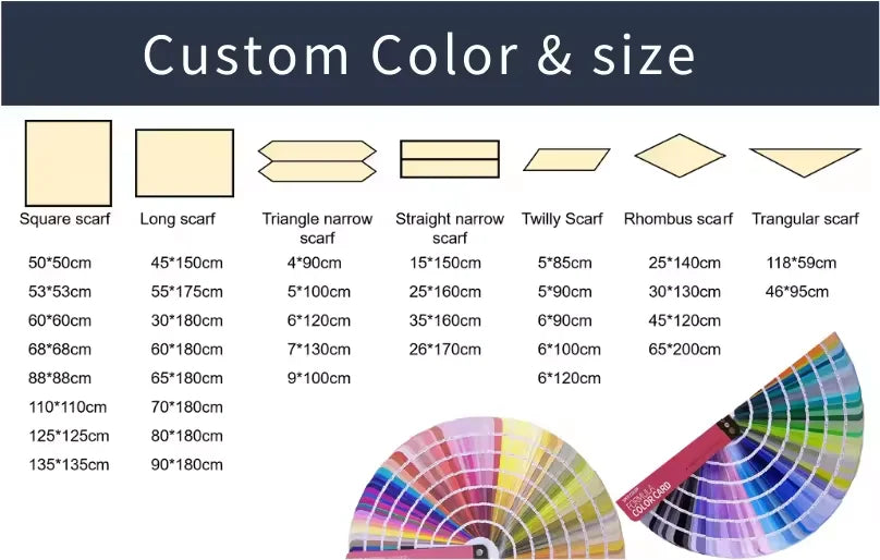 Custom 100% Silk Scarves: 10 MOQ, 7-Day Lead, Digital Print | Luxury Square Shawls for Gifts & Fashion