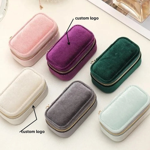 Custom Velvet Zipper Jewelry Box Wholesale | 50 MOQ Luxury Packaging