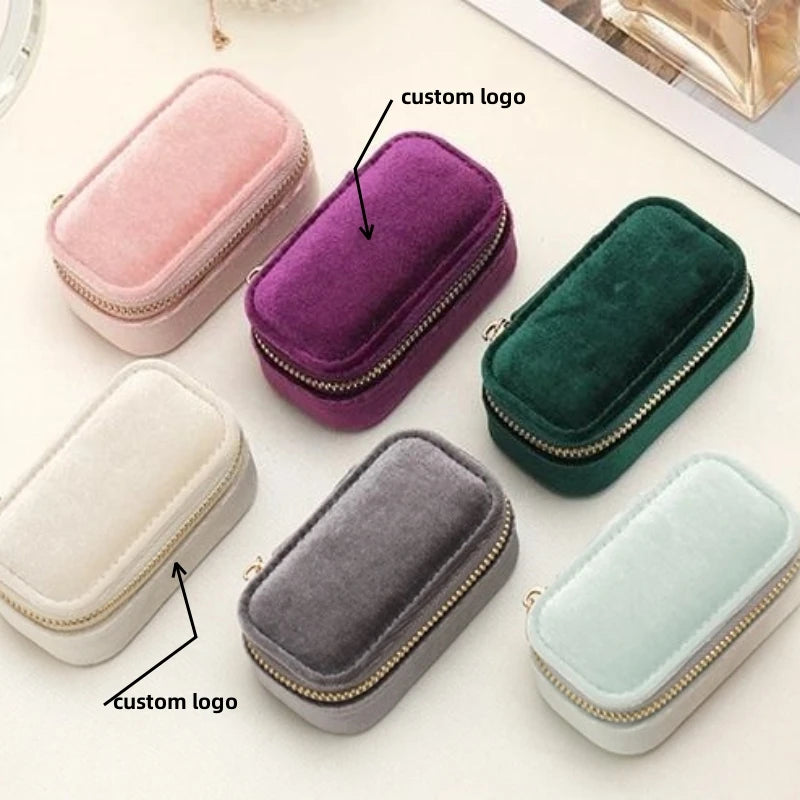 Custom Velvet Zipper Jewelry Box Wholesale | 50 MOQ Luxury Packaging