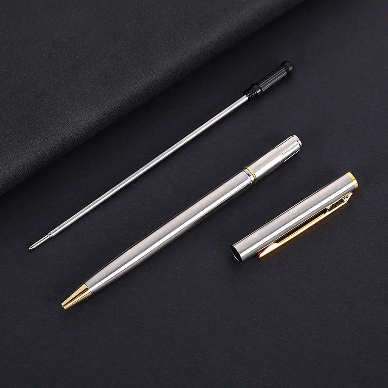 Slim Metal Ballpoint Pen with Custom Logo for Office Writing and Corporate Gifts