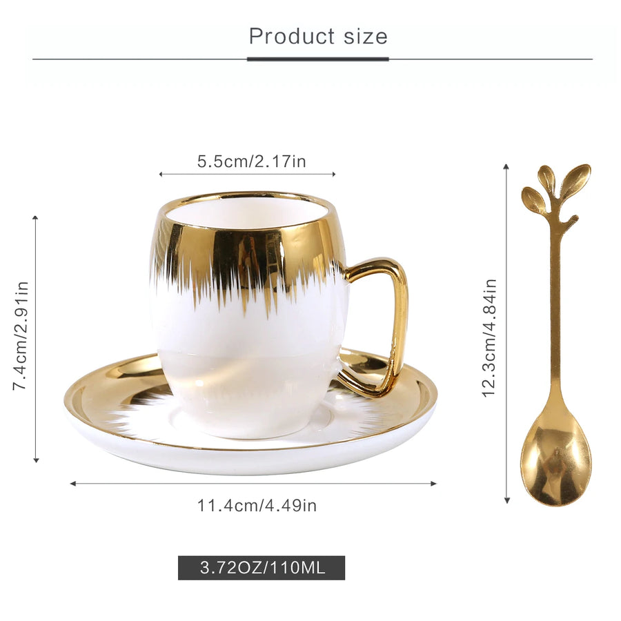 Porcelain Gold-Plated Coffee Mug Set | Custom Corporate Gifts