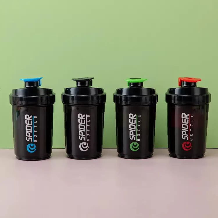 Protein Shaker Bottle with Mixing Ball and Storage Compartments for Gym and Supplements