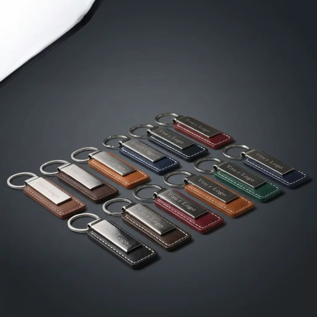 Custom Genuine Leather Keychain with Logo | 10-Piece MOQ