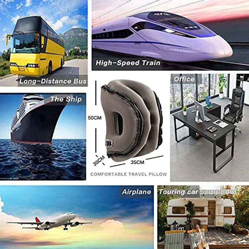 Custom Logo Inflatable Neck Travel Pillow for Airplane Sleeping