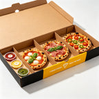Custom Logo 3-Compartment Pizza Boxes | Restaurant Packaging MOQ 500