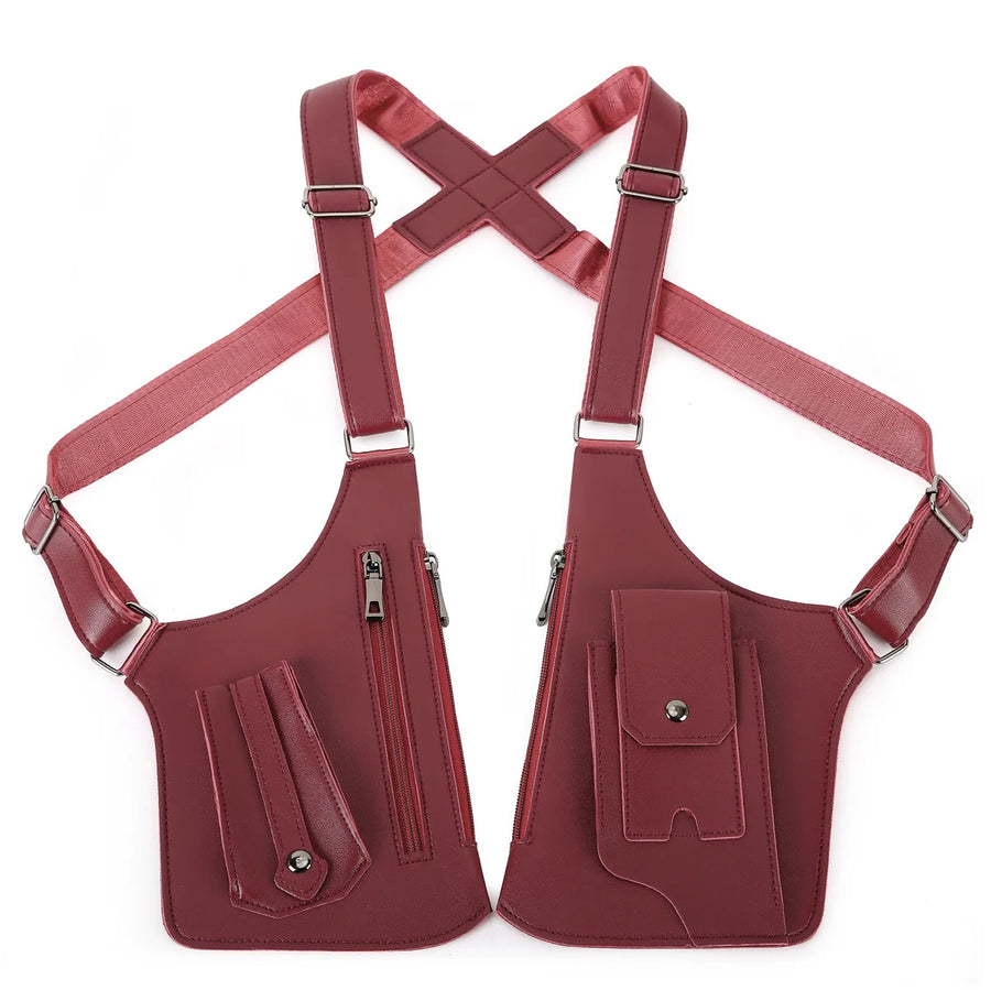 Vintage PU Chest Sling Bag | Embossed Logo Anti-Theft