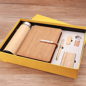 Custom Wooden Notebook Gift Set with Logo | 10 MOQ