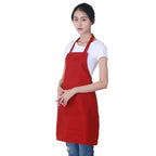 Custom Plain Color Polyester Bib Apron with Front Pocket for Cafés, Kitchens, BBQ, and Cleaning Use