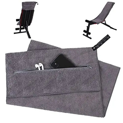 Custom Microfiber Gym Bench Towel with Zipper Pocket for Training, Studio Use & Wellness Programs