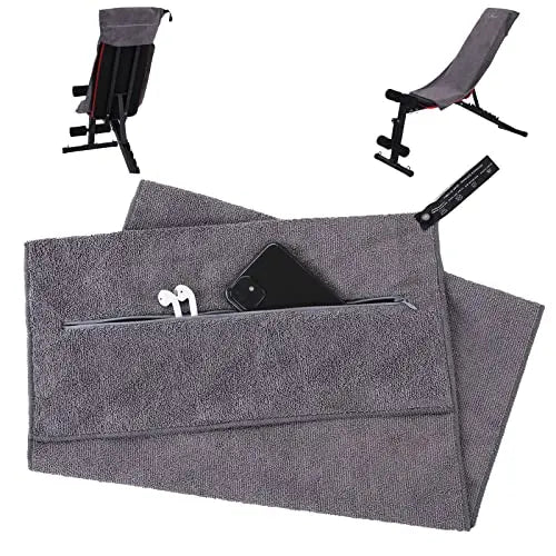 Custom Microfiber Gym Bench Towel with Zipper Pocket for Training, Studio Use & Wellness Programs