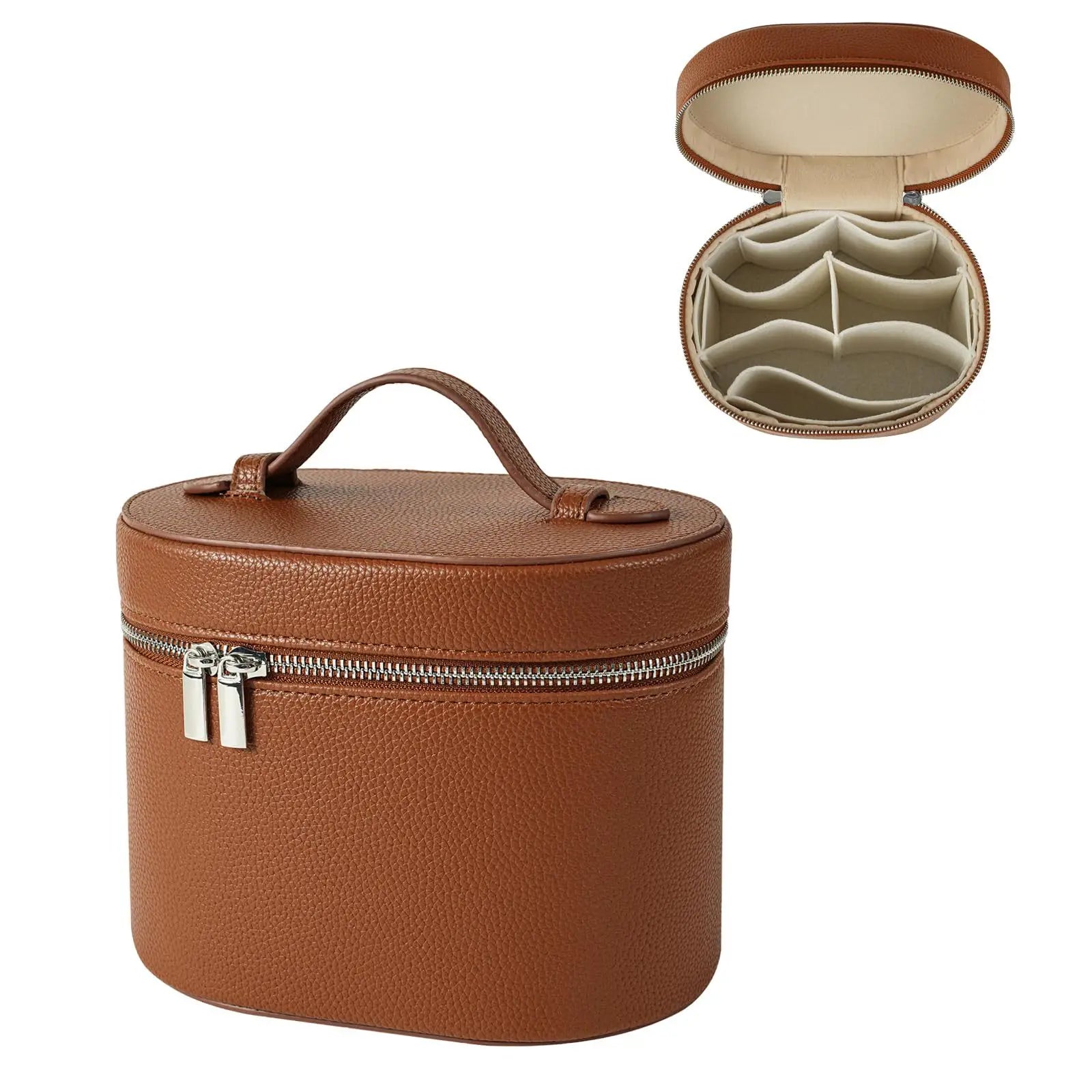 PU Leather Travel Makeup Bag | Custom Logo | 50 MOQ | Double Zipper