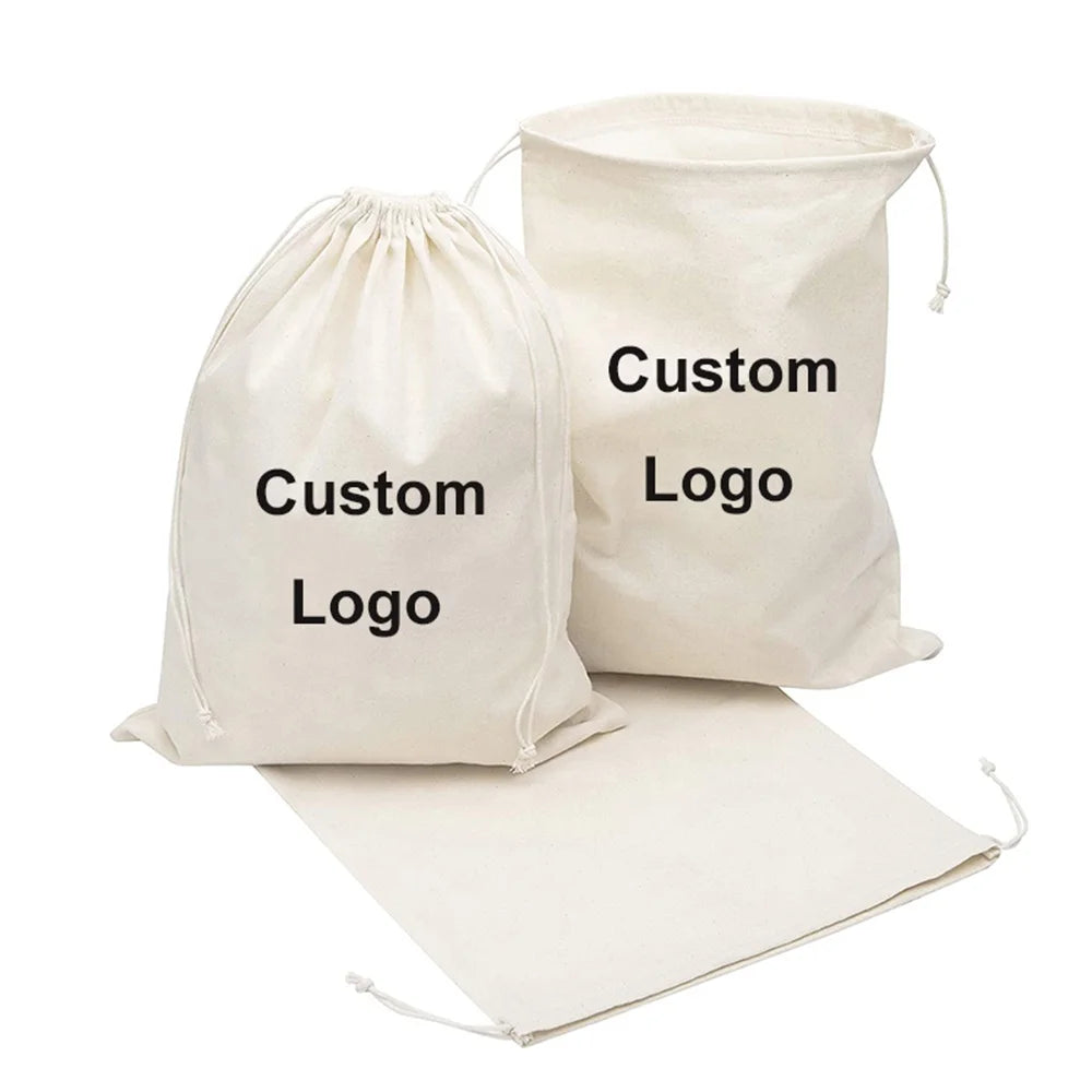 Custom Cotton Canvas Bag | Eco-Friendly | Drawstring | Custom Logo | 50 MOQ
