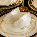 24pcs Embossed Gold Porcelain Tableware Set | Luxury Bone China