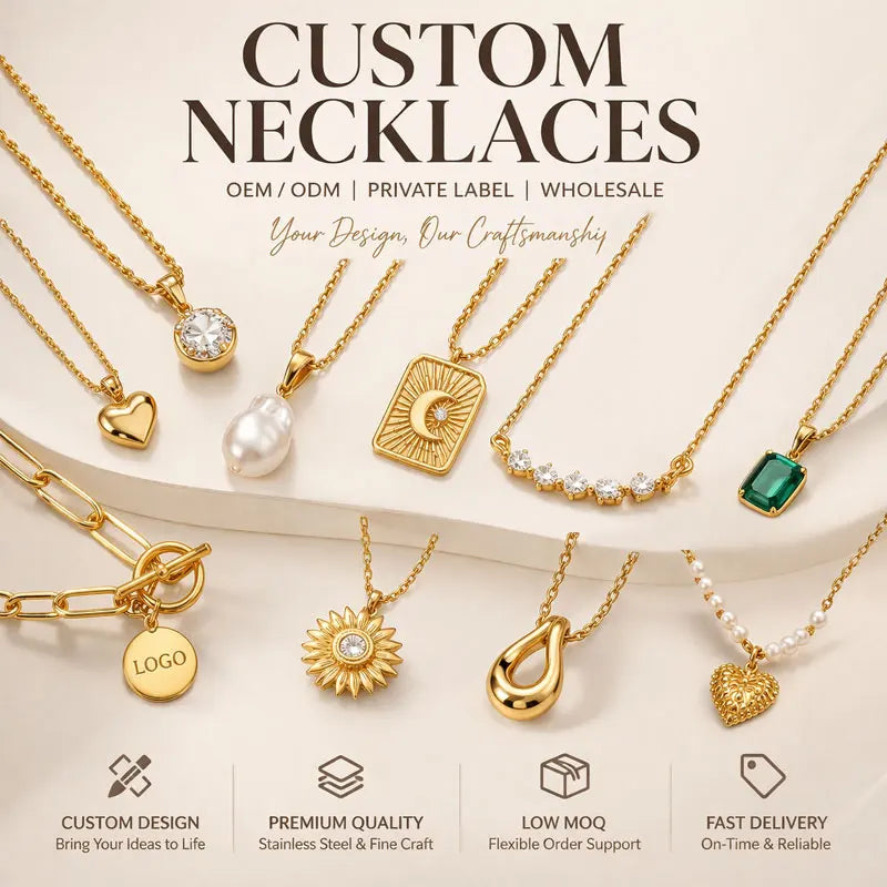 Custom Stainless Steel Necklace Chains with 14K Gold Plating | MOQ 50