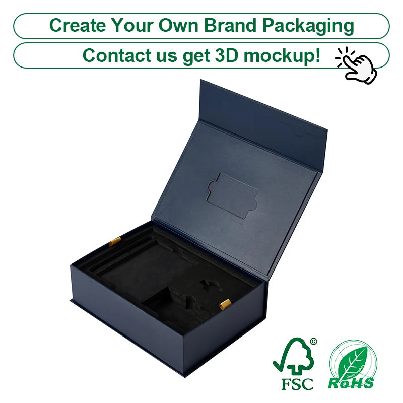 Custom Rigid Magnetic Box with Matte Black Finish | Luxury Packaging OEM Wholesale