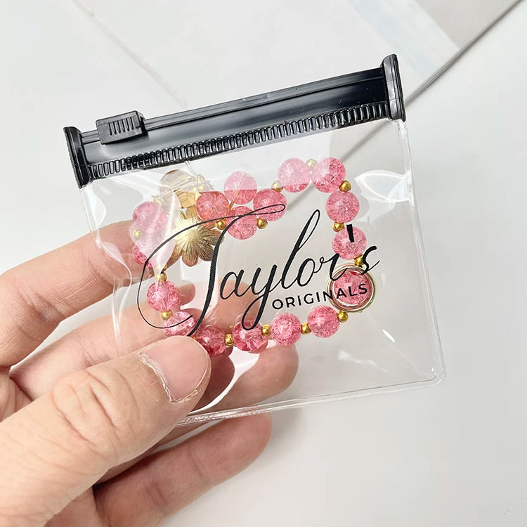 Custom Transparent PVC Cosmetic Bag | 100 MOQ Stock, Digital Print | Bulk for Beauty Brands