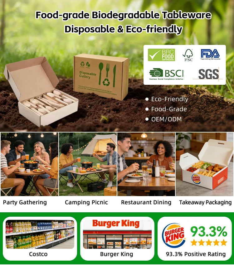 Boxed Disposable Wooden Cutlery Sets | 16cm Birch Hotel Cutlery