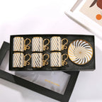 Gold Rimmed Arabic Coffee Cup Set 6pcs | 200 Logo MOQ | EU Certified