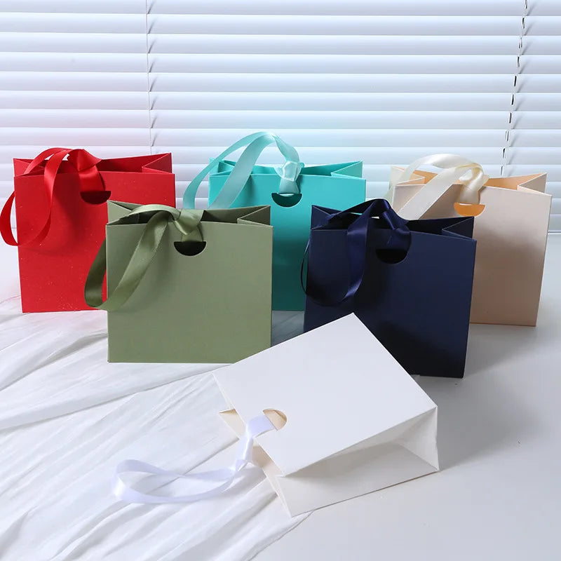 Custom Ribbon Handle Paper Gift Bags | Jewelry Packaging MOQ 100