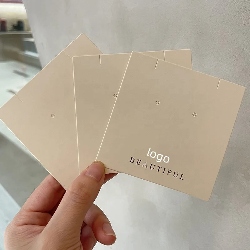 Custom Jewelry Display Cards & Hang Tags with Logo — Paper, Kraft, Foil Stamping